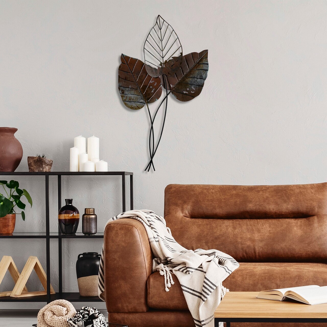 Decoratiune de perete, Fall 3, Metal, Dimensiune: 45 x 85 cm, Maro - 2 | YEO