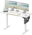 Birou reglabil pe inaltime, Songmics, 140x60x72-120 cm, PAL/otel, alb/bej