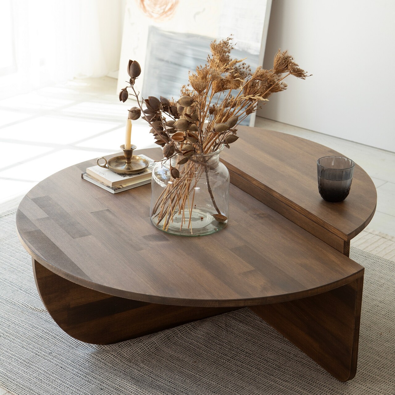 Set masute de cafea, Neostill, Podium Wood, Lemn masiv de pin, Maro
