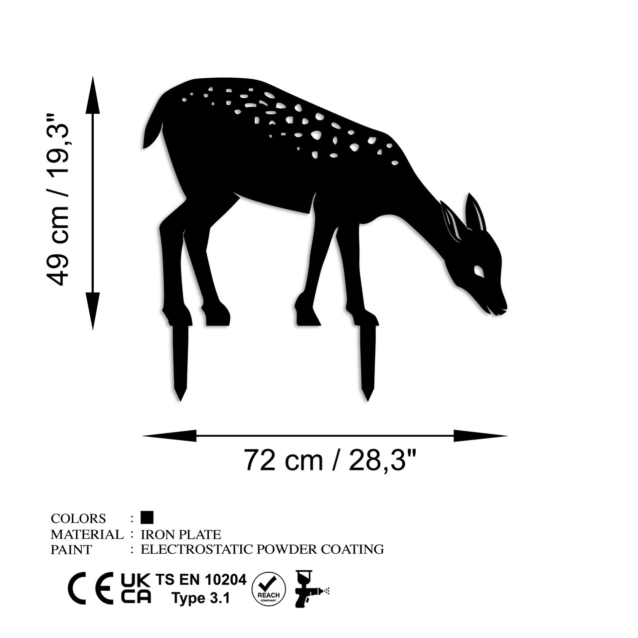 Obiect decorativ de grădină, Gazelle 01, 64x72 cm, Negru - view 6