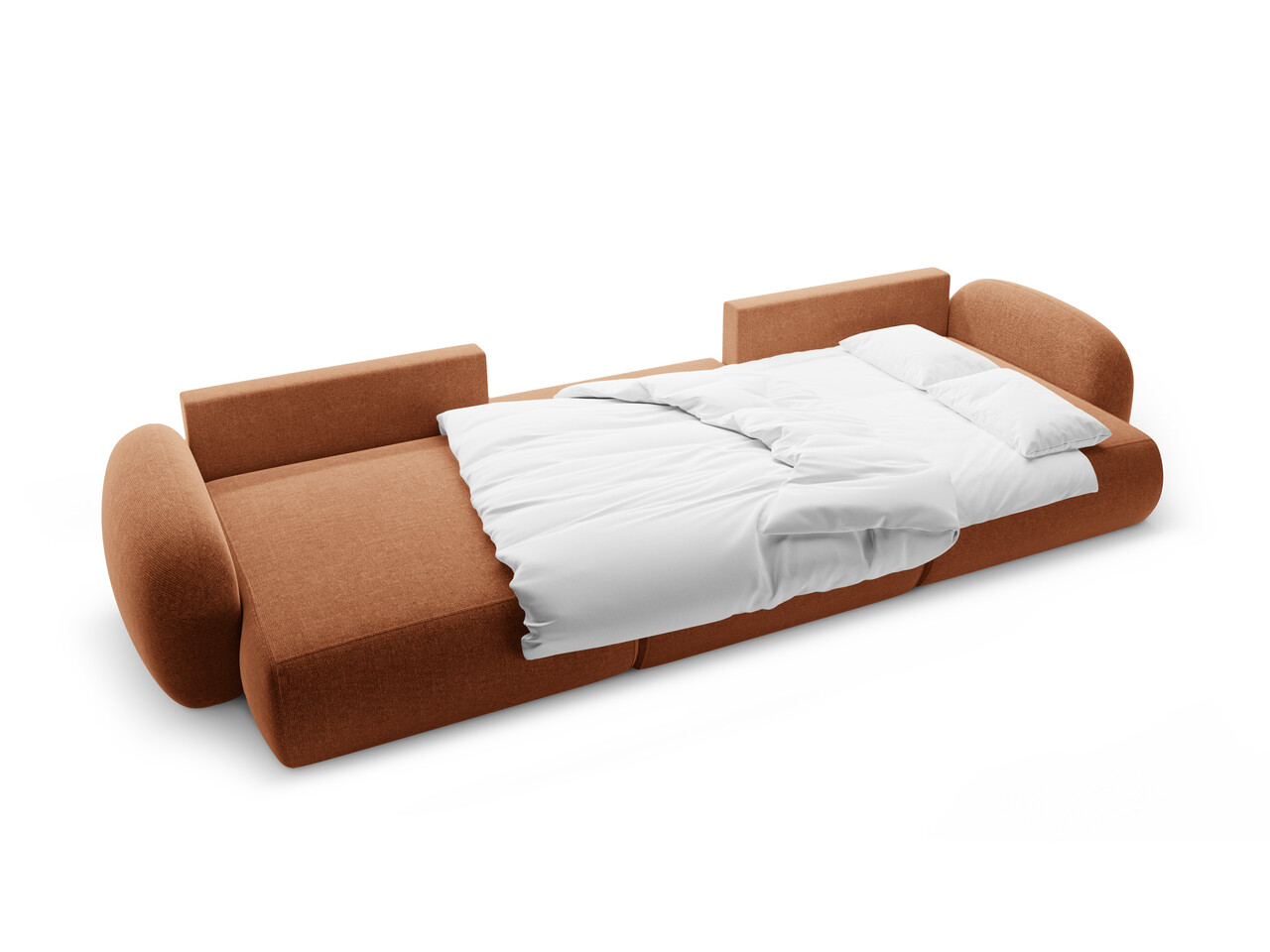 Coltar panoramic extensibil 5 locuri, Tonale, Cosmopolitan Design, 362x149x88 cm, tesatura chenille, caramiziu