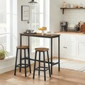 Set masa de bar si 2 scaune, Vasagle, 100x40x90 cm / 32x32x65 cm, PAL/otel, maro rustic
