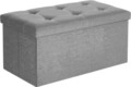 Bancheta cu spatiu pentru depozitare Songmics, 76 x 38 x 38 cm, pliabila, imitatie in/MDF, gri deschis