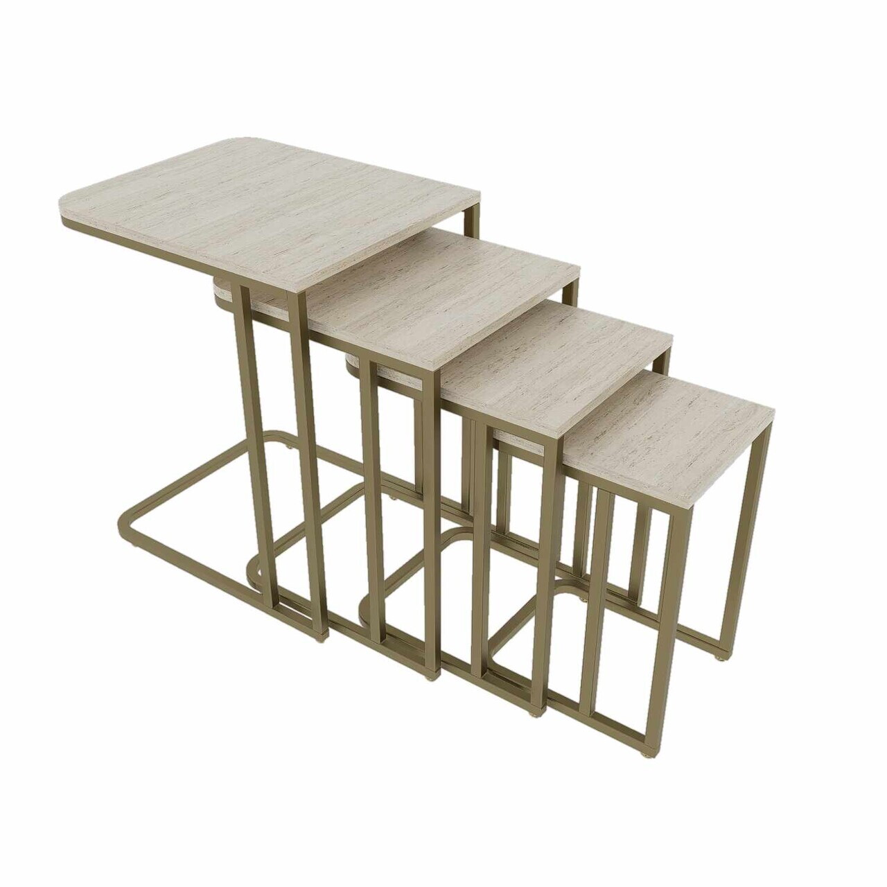 Set masute Nesting 4 piese, Hanah Home, Tekerli, Antic / Travertin — imaginea 3