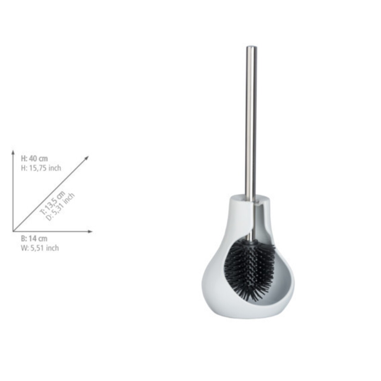 Perie pentru toaleta cu suport, Wenko, Drop Neo, 40 x 13.5 x 14 cm, ceramica, alb - 1 | YEO