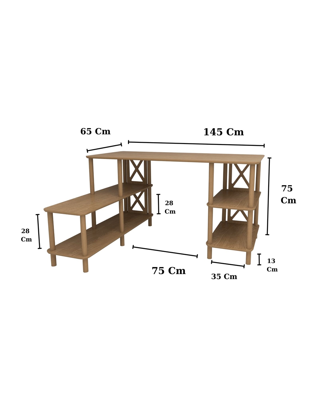 Birou, Hanah Home, Legno, 145x75x65 cm, Stejar - view 6