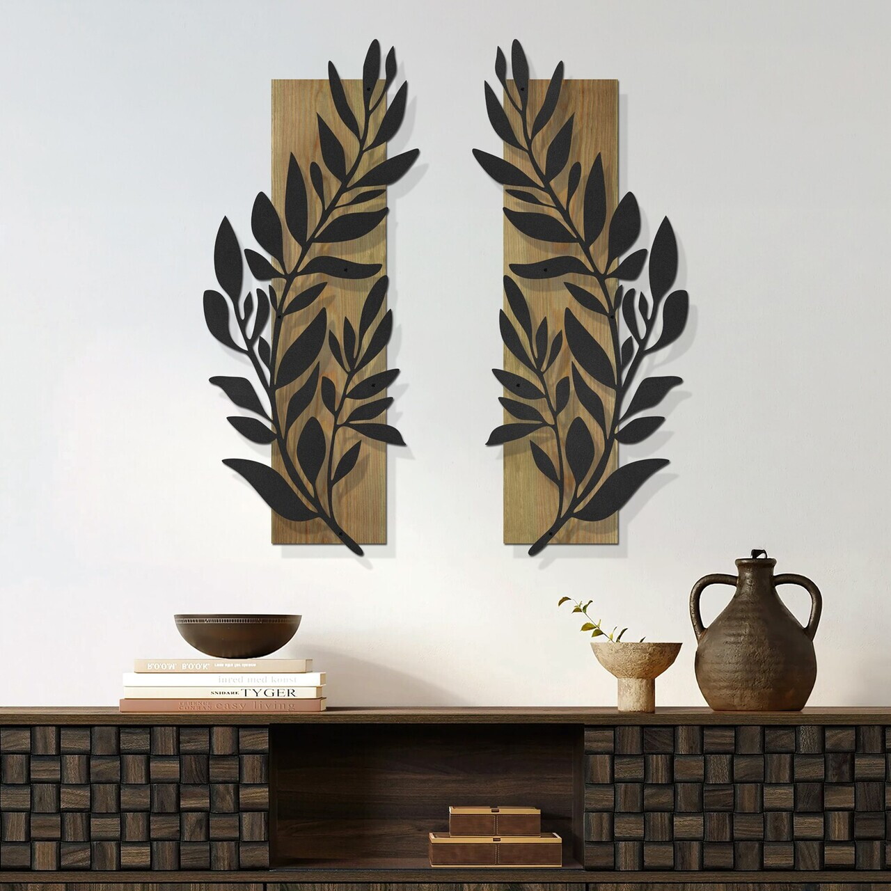 Decoratiune de perete, Olivia, Cadru: Lemn (Grosime: 2 cm), Verde/Negru — imaginea 2