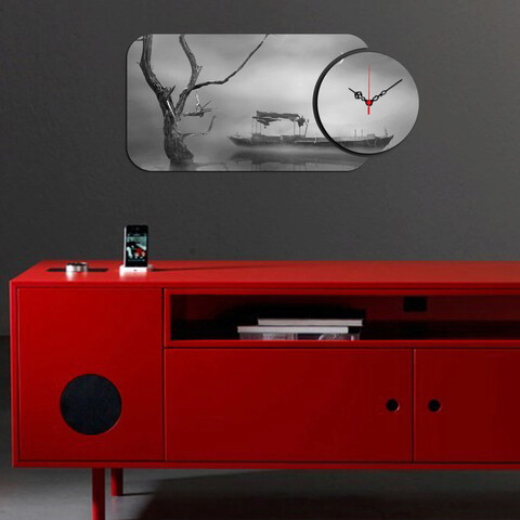 Set ceas si tablou decorativ, yms-13, mdf , dimensiune: 68 x 32 cm, multicolor