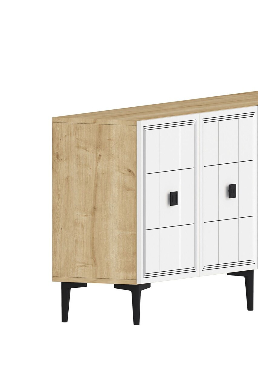 Consola, Hanah Home, Yuka 180, 180x75x32 cm, Stejar Safir / Alb — imaginea 7