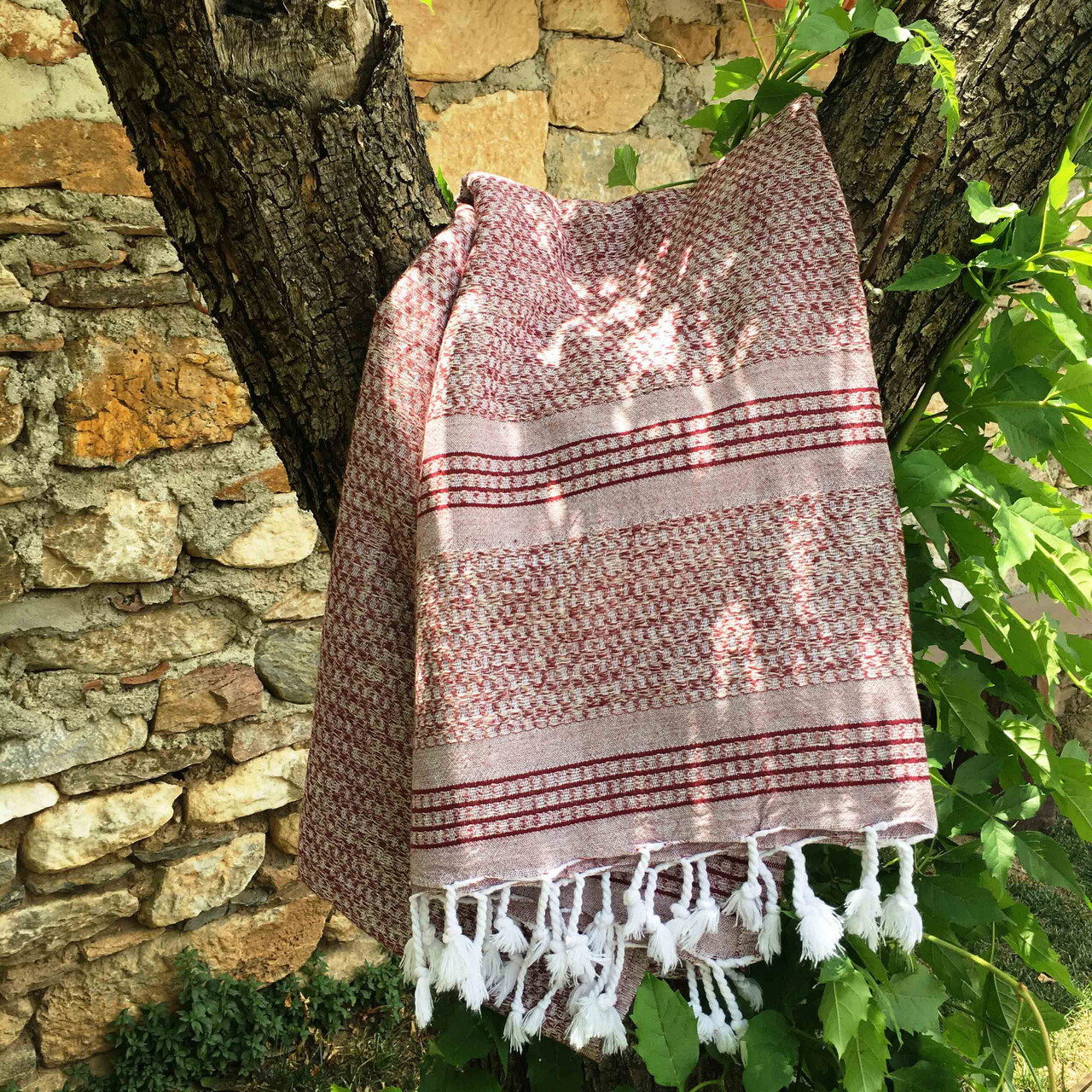 Prosop de plaja, L'essentiel Maison, Linen, Rosu claret - 1 | YEO
