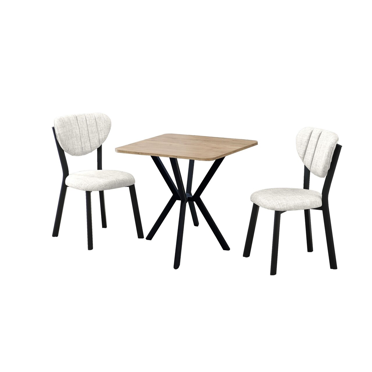 Set masa extensibila si scaune, 3 piese, Hanah Home, Elma, Crema/Nuca - imagine 2