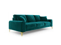 Canapea, Madara, Mazzini Sofas, 3 locuri, gold legs, 222x102x90 cm, catifea, turcoaz