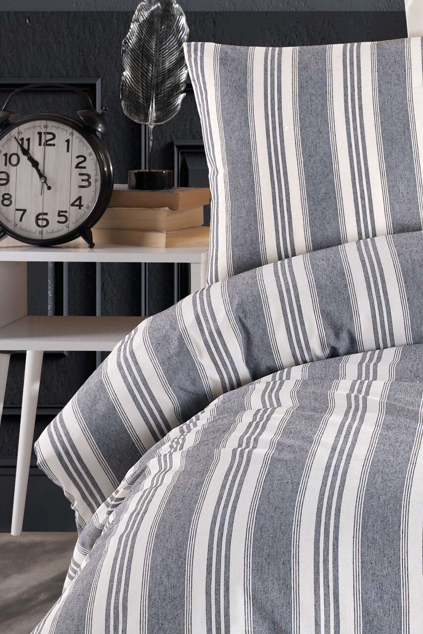 Lenjerie de pat pentru o persoana, L'essentiel Maison, Soft Line, Antracit - view 4