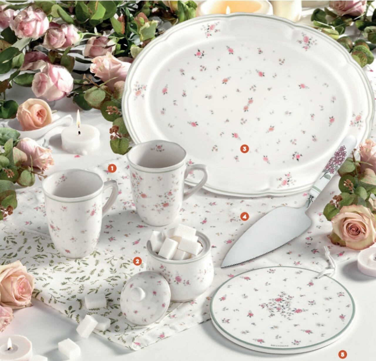 Platou servire, Nonna Rosa, Brandani, 40x30 cm, portelan
