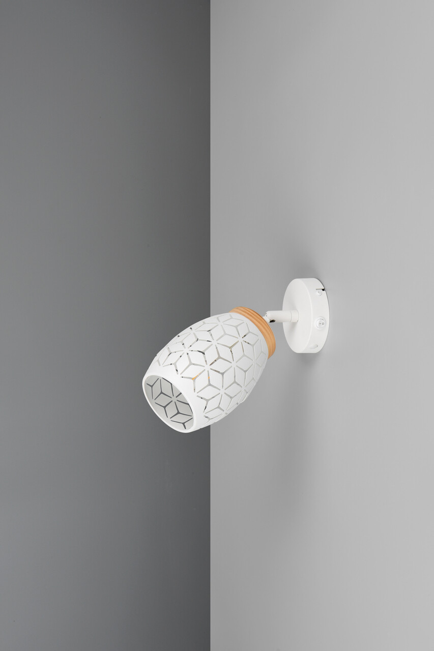 Aplica de perete Bidar, RL, 12x10 cm, 10W, 1x E14, metal, alb mat/natur - 2 | YEO