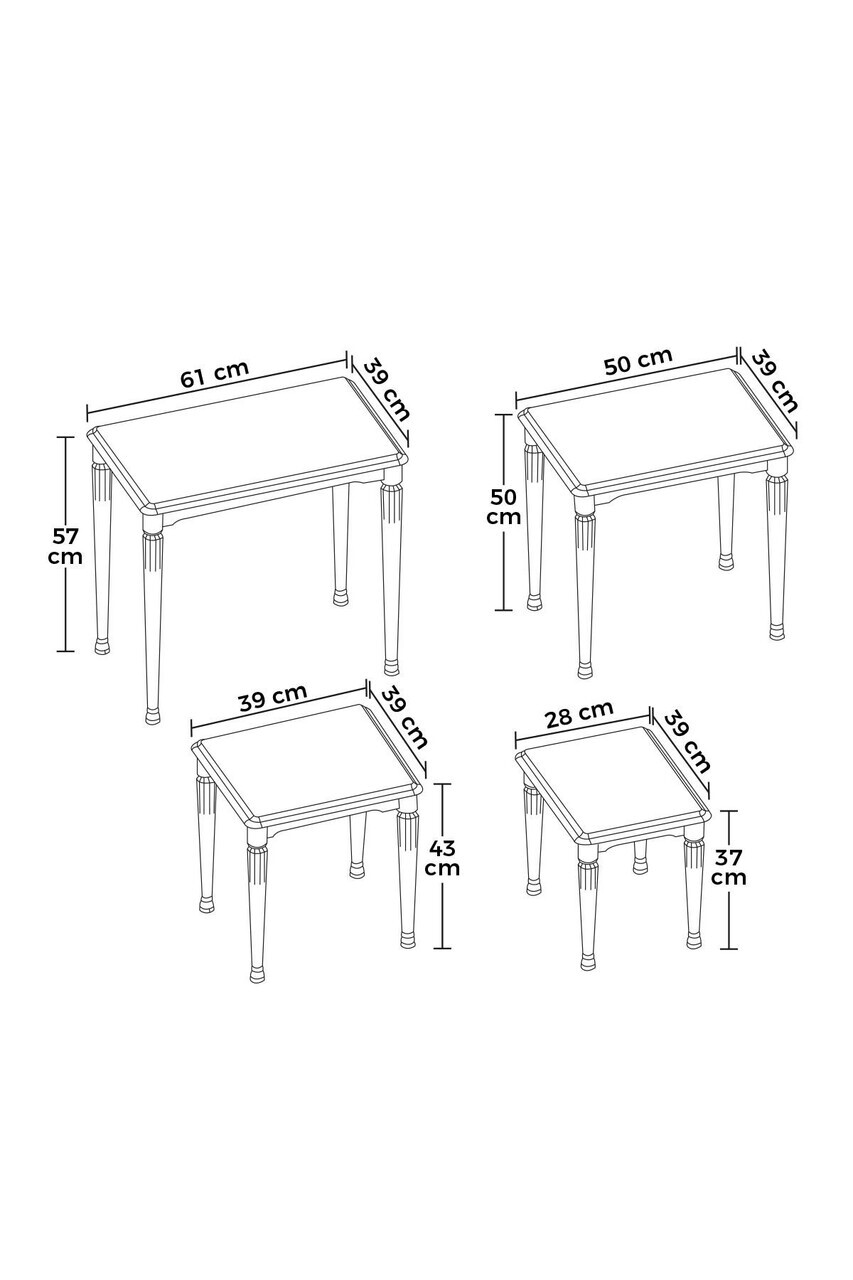 Set masute Nesting 4 piese, Hanah Home, Zeyra Avangart, Alb — imaginea 3