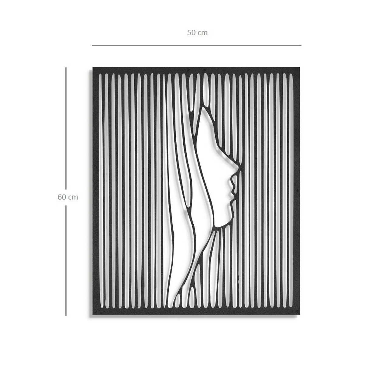 Decoratiune de perete, Woman, Metal, Dimensiune: 50 x 60 cm, Negru - 2 | YEO