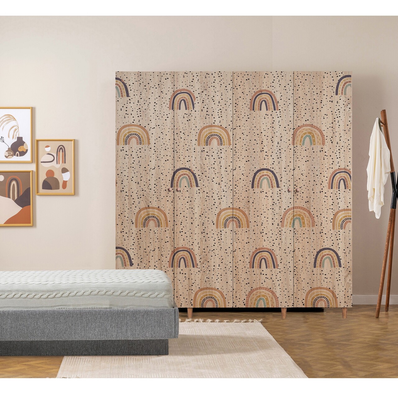 Dulap pentru haine, Vella, Loni 4 -912, 180x192x52 cm, PAL, Sonomo - 1 | YEO