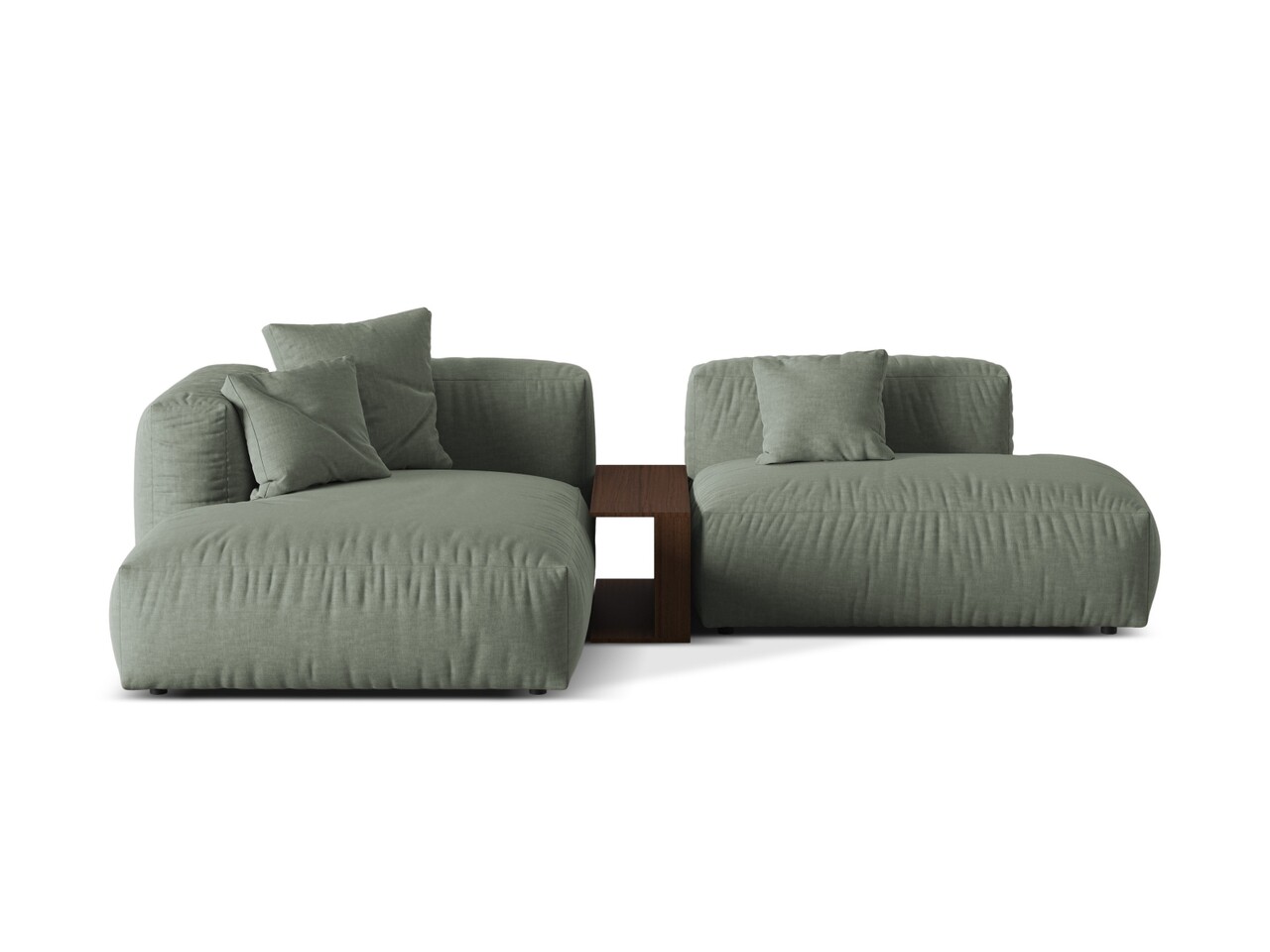 Coltar modular stanga 2 locuri, Martina-169, Micadoni Home, 285x176x75 cm, tesatura structurata catifelata, verde muschi Colțare 2