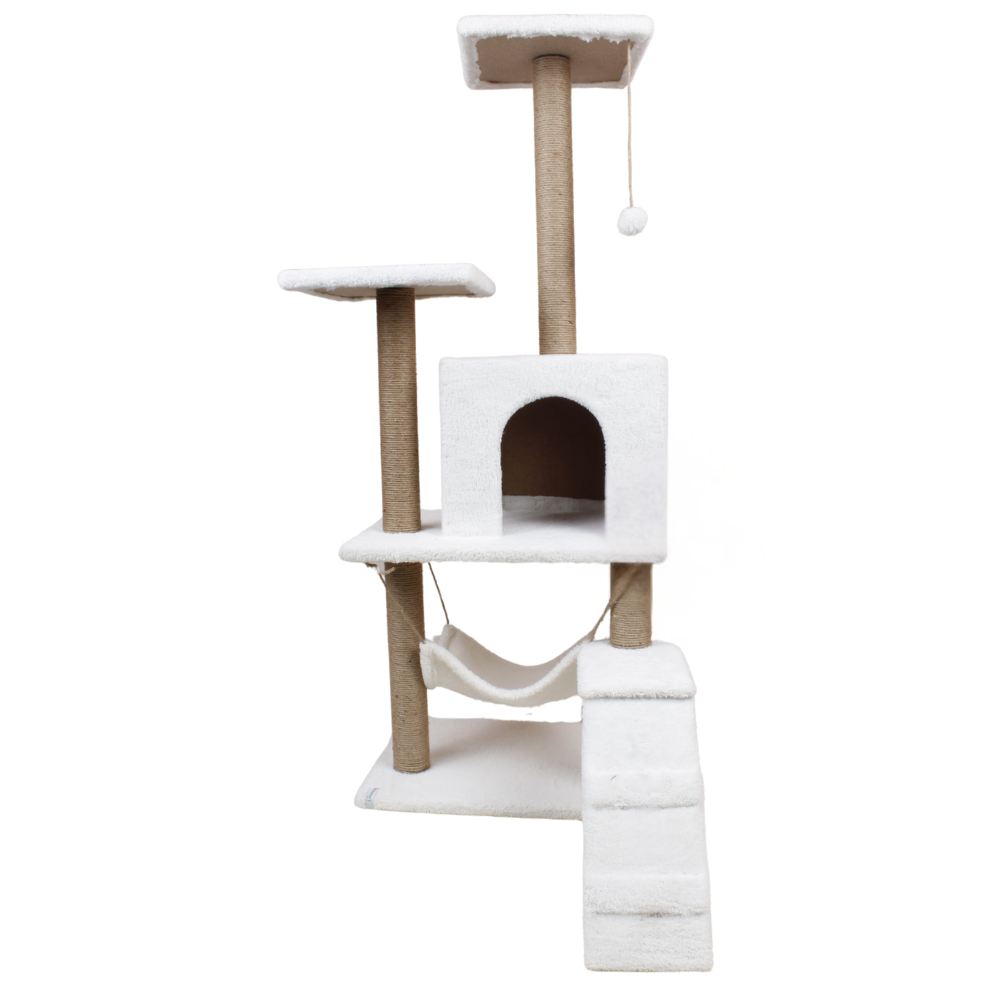 Casă pentru pisici, Paws & Whiskers, Midas, MATERIAL TEXTIL WELSOFT, Alb