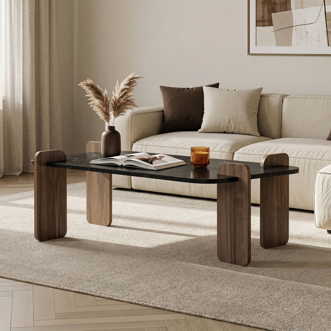 Masuta de cafea, Hanah Home, Renard, 120x35x60 cm, PAL, Lotus / Nuc — imaginea 2