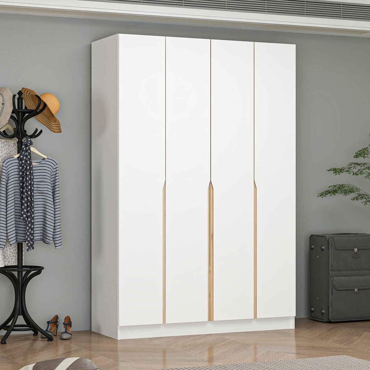Dulap pentru haine, Hanah Home, Alin, 140x210x52 cm, Alb / Stejar — imaginea 2