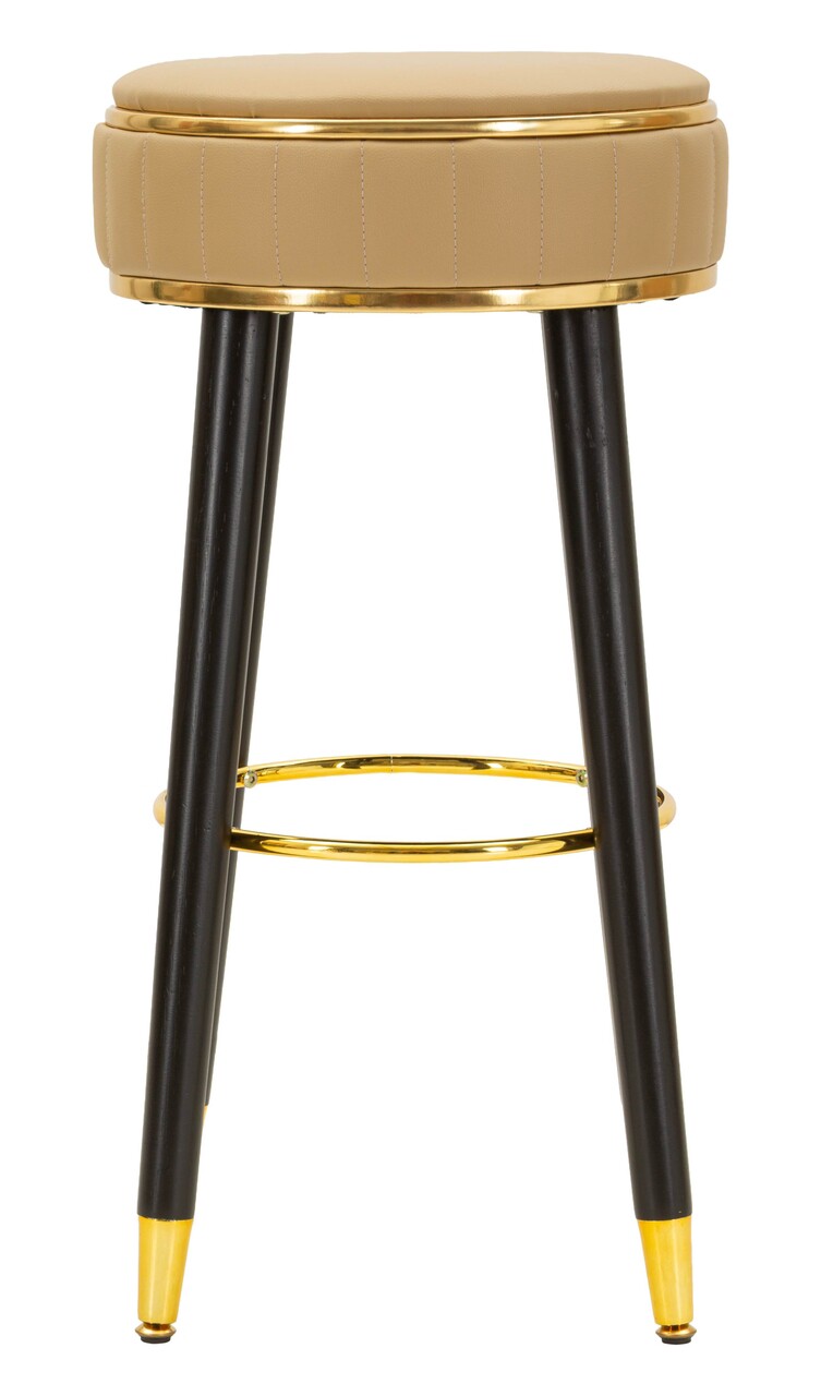 Scaun de bar, Mauro Ferretti, London, 38x74 cm, lemn de pin/piele ecologica, maro/negru/auriu - view 5