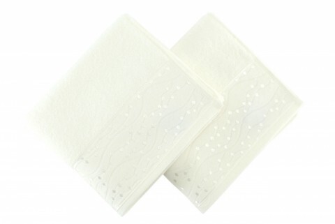 Set 2 prosoape de maini 50x90 cm, 100% bumbac, soft kiss, tomurcuk , alb