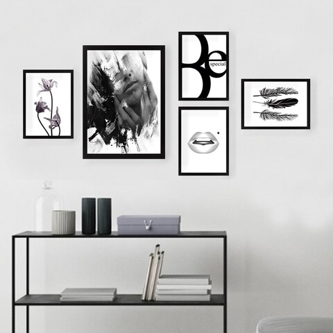 Set 5 tablouri decorative, SET_026, Lulu, 24×29 cm/34×44 cm, plastic Decoratiuni
