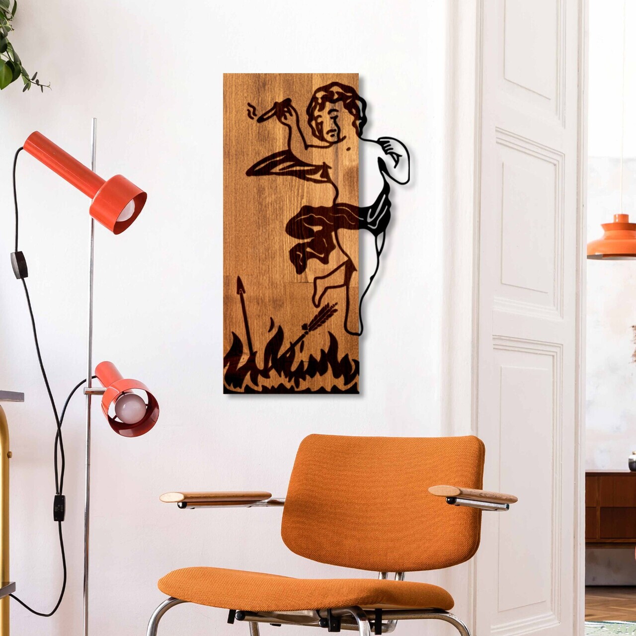 Decoratiune de perete, Fallen Eros, Latime: 35 cm, Nuc / Negru — imaginea 2
