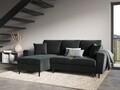 Coltar extensibil reversibil 4 locuri, Moghan, Micadoni Home, BL, 241x145x88 cm, catifea, gri inchis