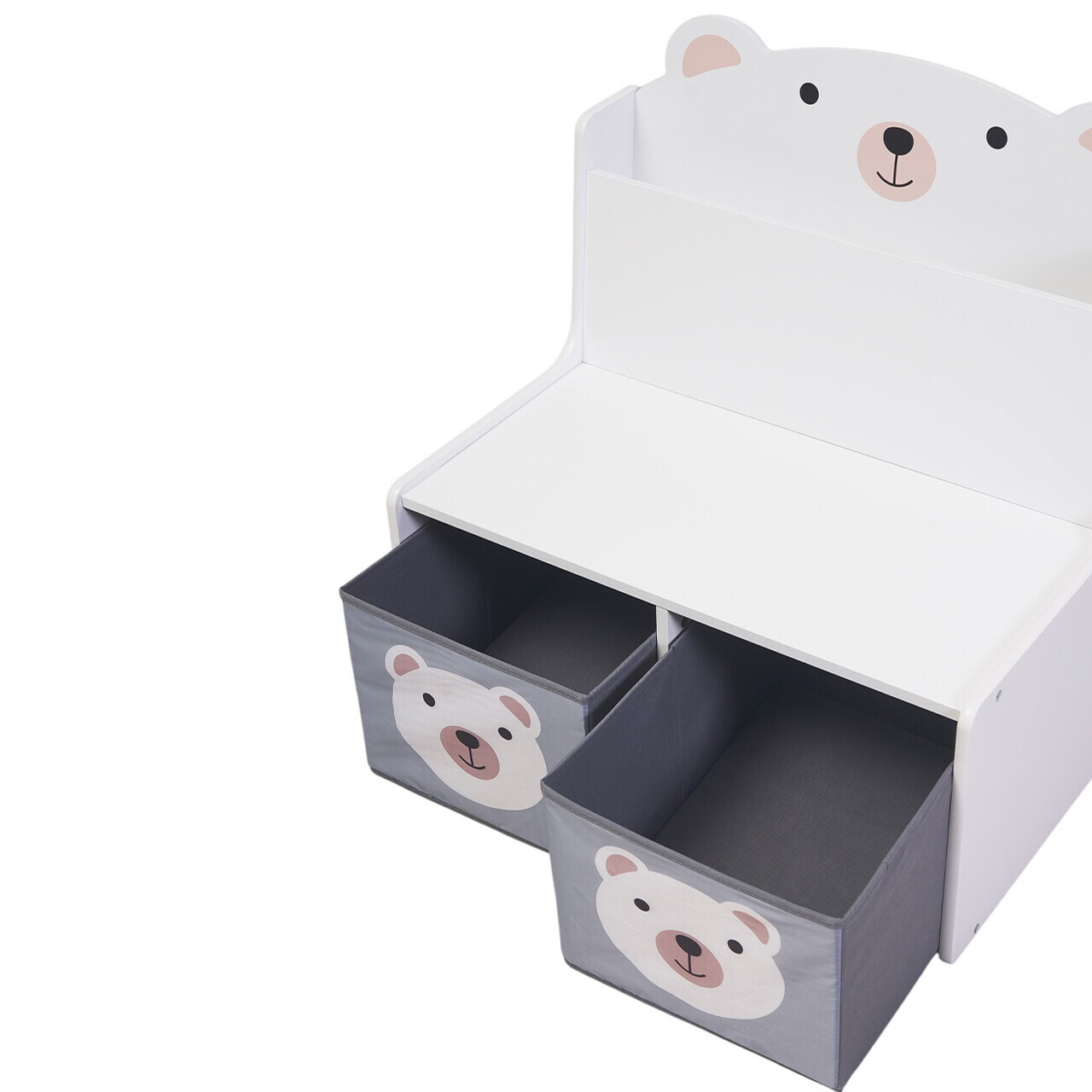 Organizator jucarii / mobilier camera copilului Bear, U-Grow, 60x42x61.5 cm, MDF, alb/gri - imagine 6