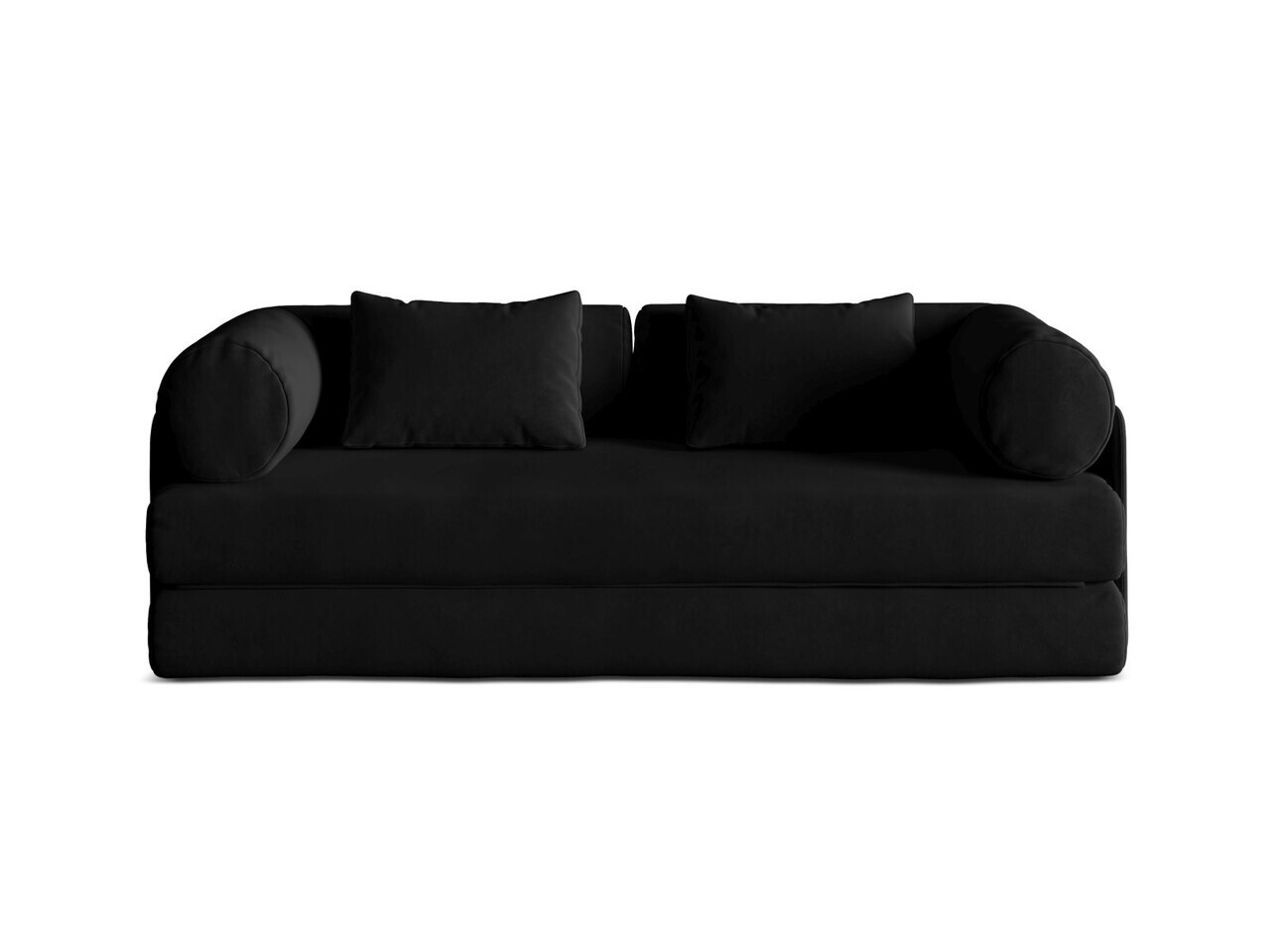 Canapea extensibila 3 locuri, Dreamy, Micadoni Home, 206x95x70 cm, catifea, negru
