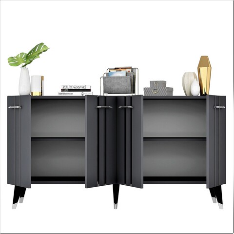 Consola, Olivia, Asel, 150x80x40 cm, PAL , Antracit / Argintiu