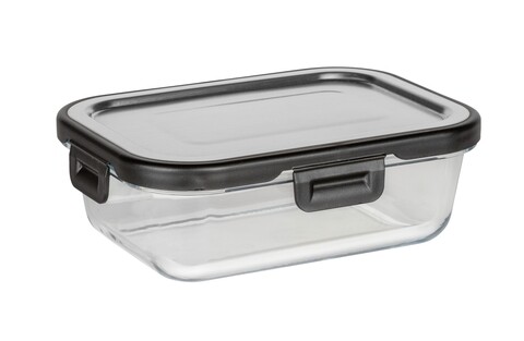 Caserola cu capac, Wenko, Steel, 0.6 L, 17 x 13 x 6 cm, sticla/polipropilena/silicon, negru/transparent 0.6