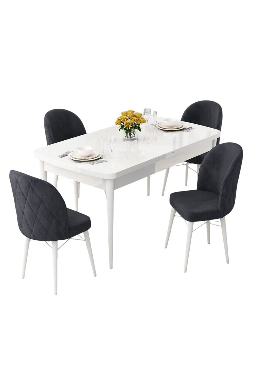 Set masa extensibila si scaune (5 piese), Hanah Home, Rut, Alb / Antracit — imaginea 2