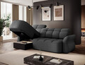 Coltar extensibil stanga 3 locuri ELTAP, Beneth, 301x185x115 cm, lemn/poliester, gri inchis