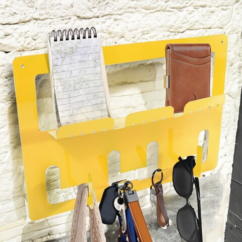 Organizator metalic, Hanah Home, Met, 20x40x10 cm, Galben