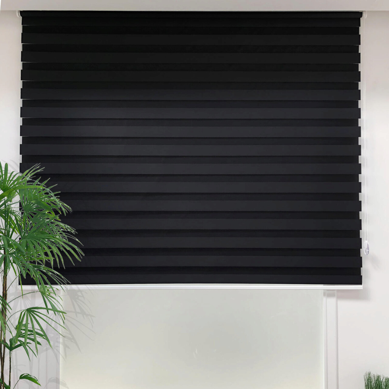 Jaluzea rulou zebra / roleta textila, Lizbon Day & Night, 140x260 cm, poliester, negru - 1 | YEO