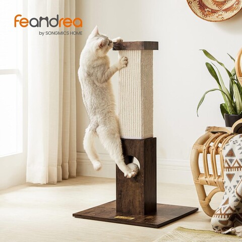 Stalp de zgariat pentru pisici, Feandrea, 38x38x73 cm, PAL/sisal, maro