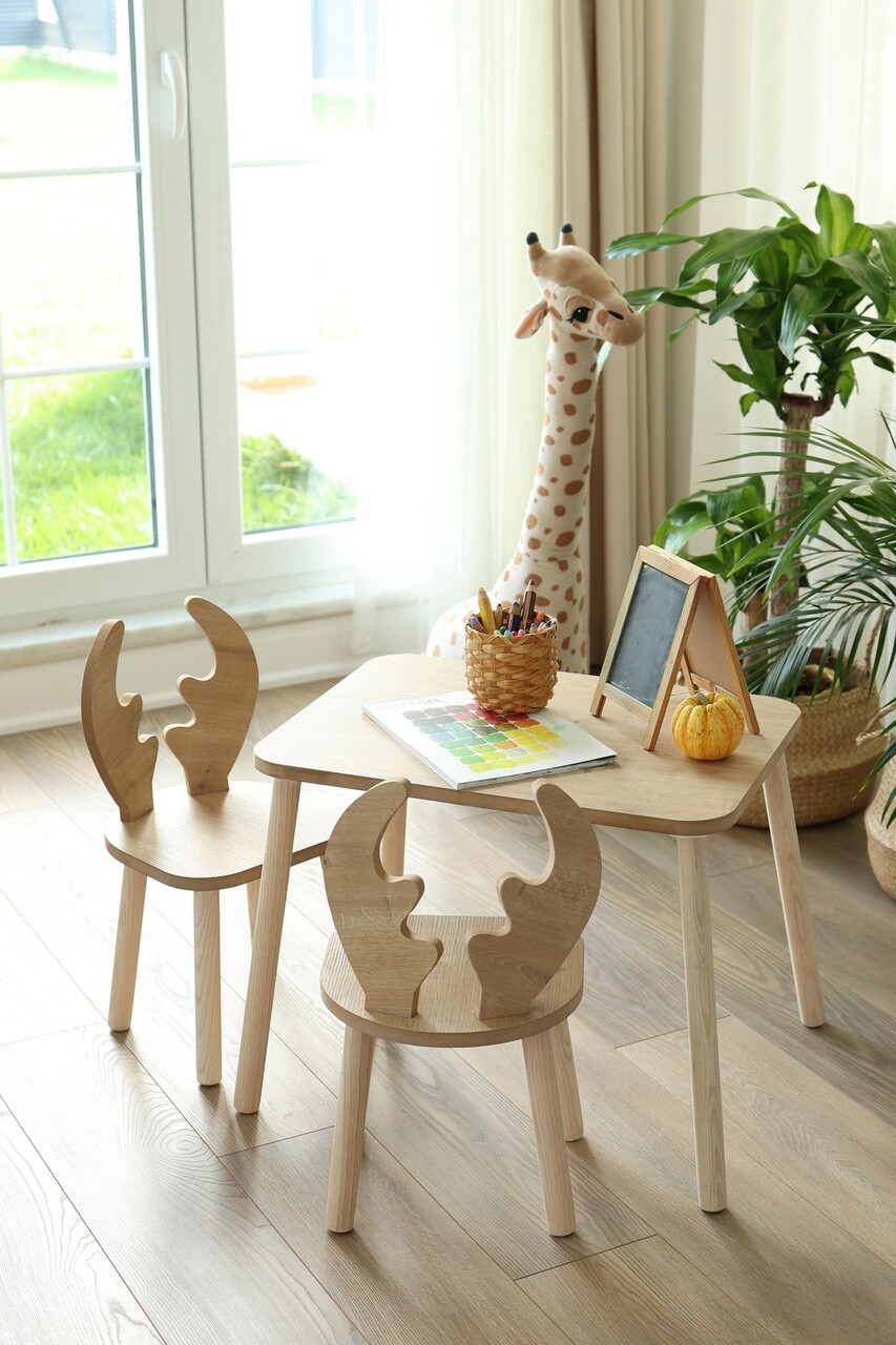 Set masa si scaun pentru copii, Bambini, Deer Two Chair Set, Maro - 2 | YEO