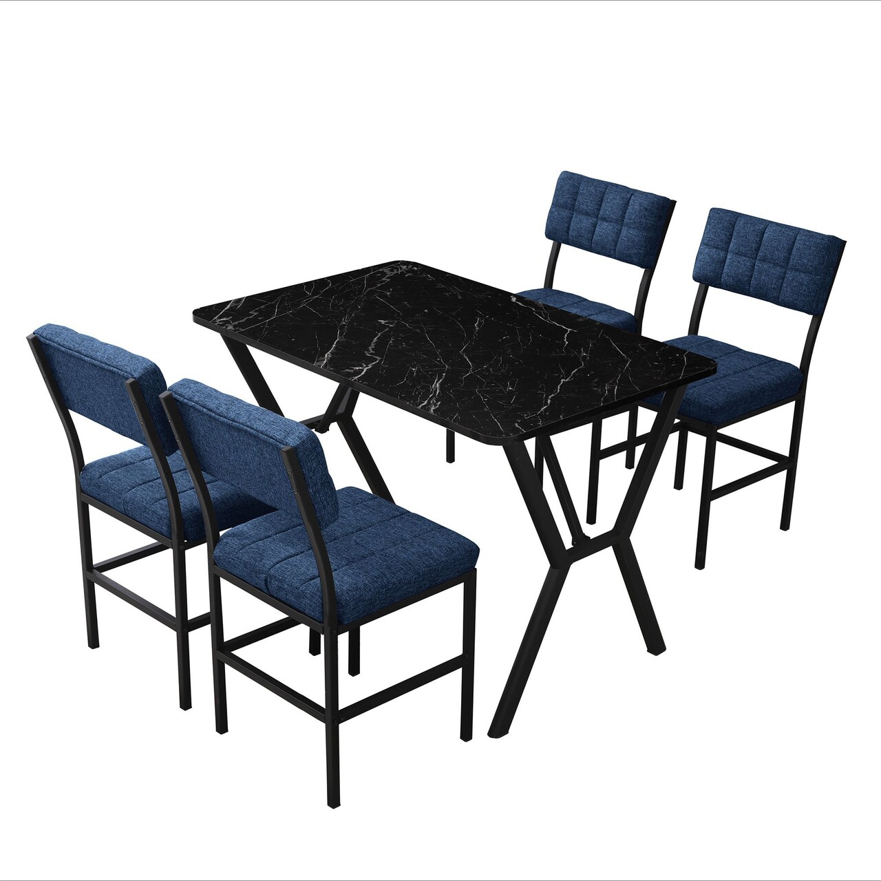 Set masa extensibila si scaune, Hanah Home, Dubai, Navy Blue / Black - view 3