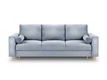 Canapea extensibila, Mimosa, Mazzini Sofas, 3 locuri, cu lada de depozitare, 220x100x92 cm, catifea, albastru deschis