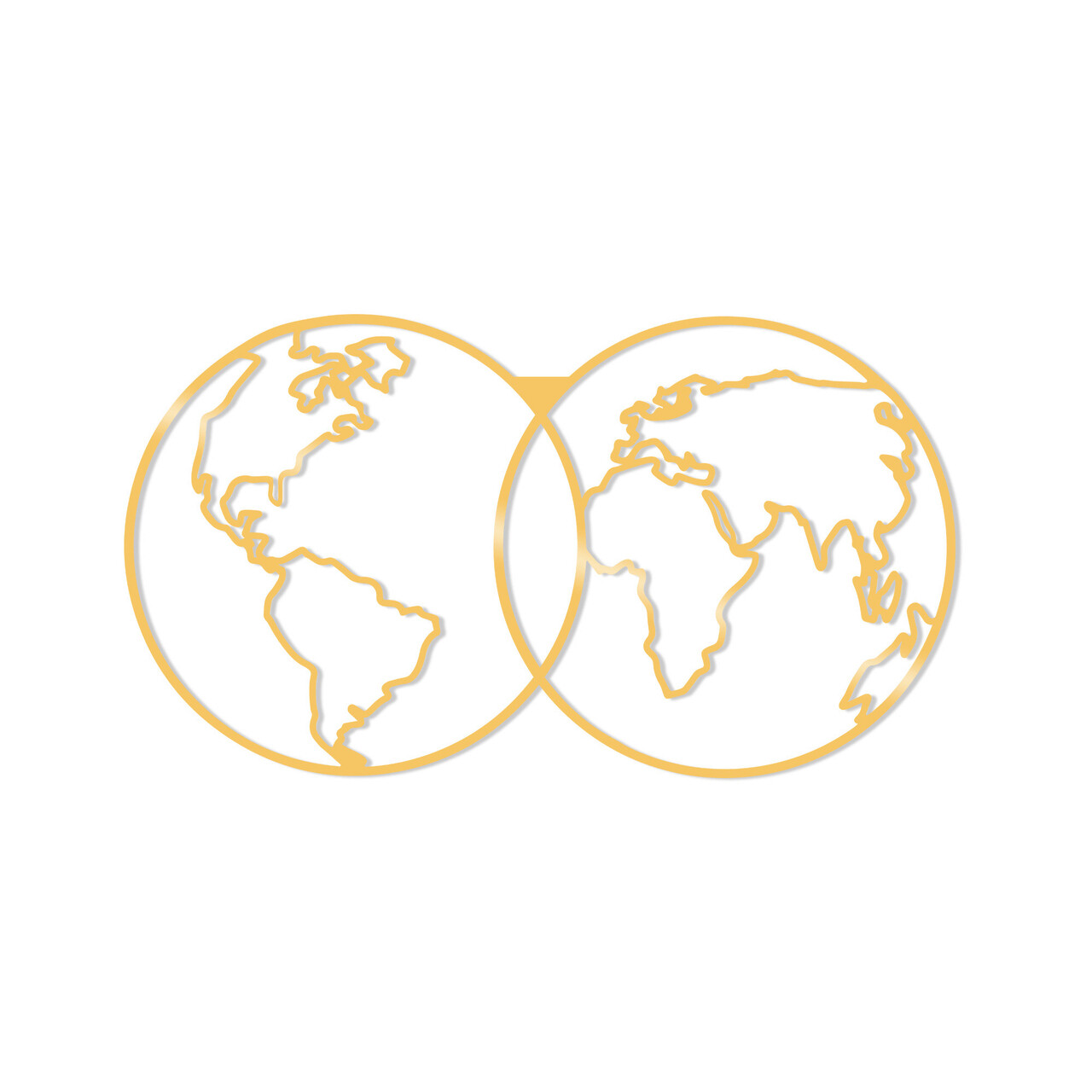 Decoratiune de perete, World Map Metal Decor, Metal, Dimensiune: 60 x 34 cm, Auriu - 1 | YEO