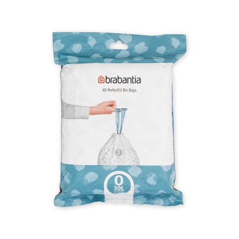 Set 40 saci de gunoi, Brabantia, PerfectFit, marimea O, 30 L, nailon, alb