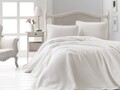 Set cuvertura pique dubla, Liv - White, Şaheser, Bumbac