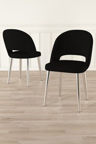 Set scaune (8 piese), Hanah Home, Pane, Negru / Crom
