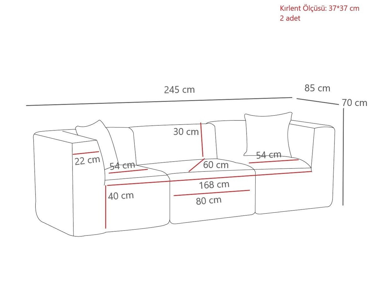 Canapea 3 locuri, Atelier del Sofa, 613LFS1111, Maro — imaginea 6