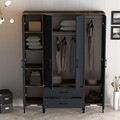 Dulap pentru haine, Hommy Craft, Kumsal RTR, 160x47.5x201.4 cm, PAL, Nuc / Antracit