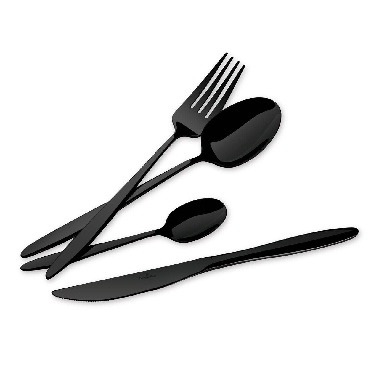 Set tacamuri 24 piese Berlinger Haus, Matte Black, model rotunjit, inox, negru - view 2